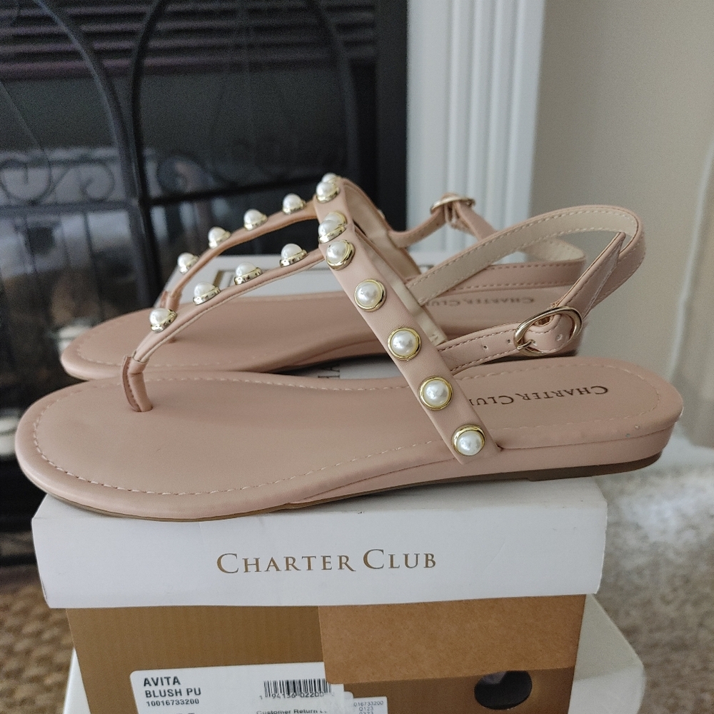 Charter Club Avita Embellished T-Strap Slingback Sandals 6M - Picture 9 of 14